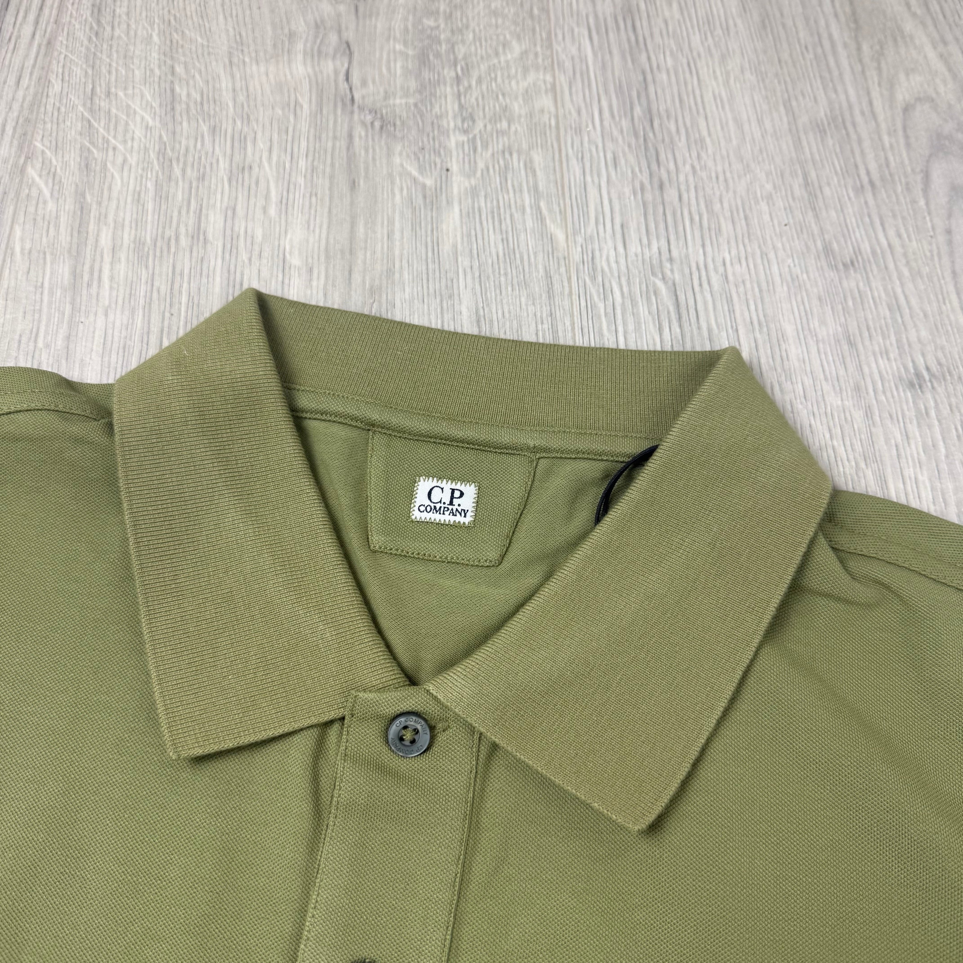 CP Company Piquet Polo Shirt - Dried Herb