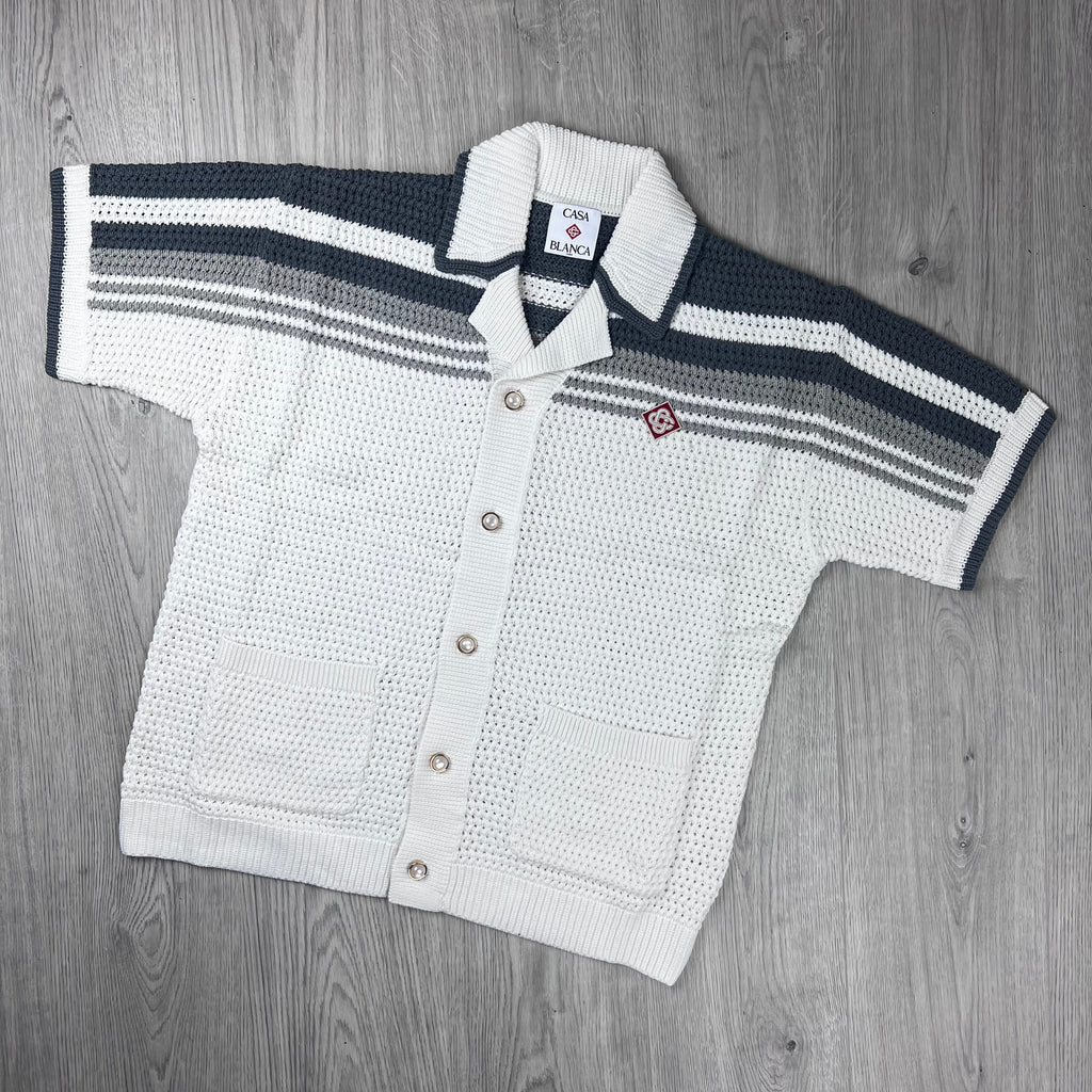 Casablanca Stripe Crochet Shirt - White