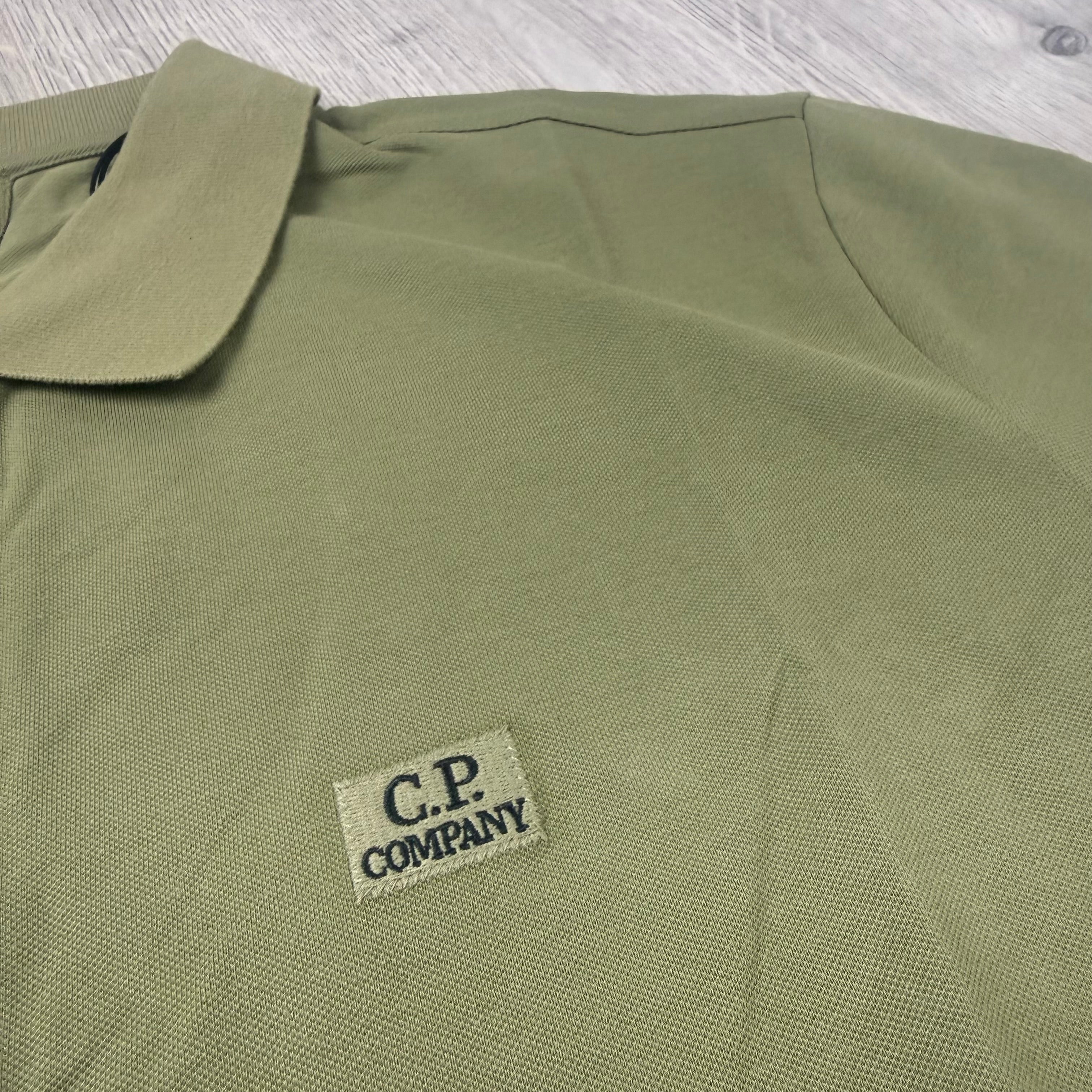 CP Company Piquet Polo Shirt - Dried Herb