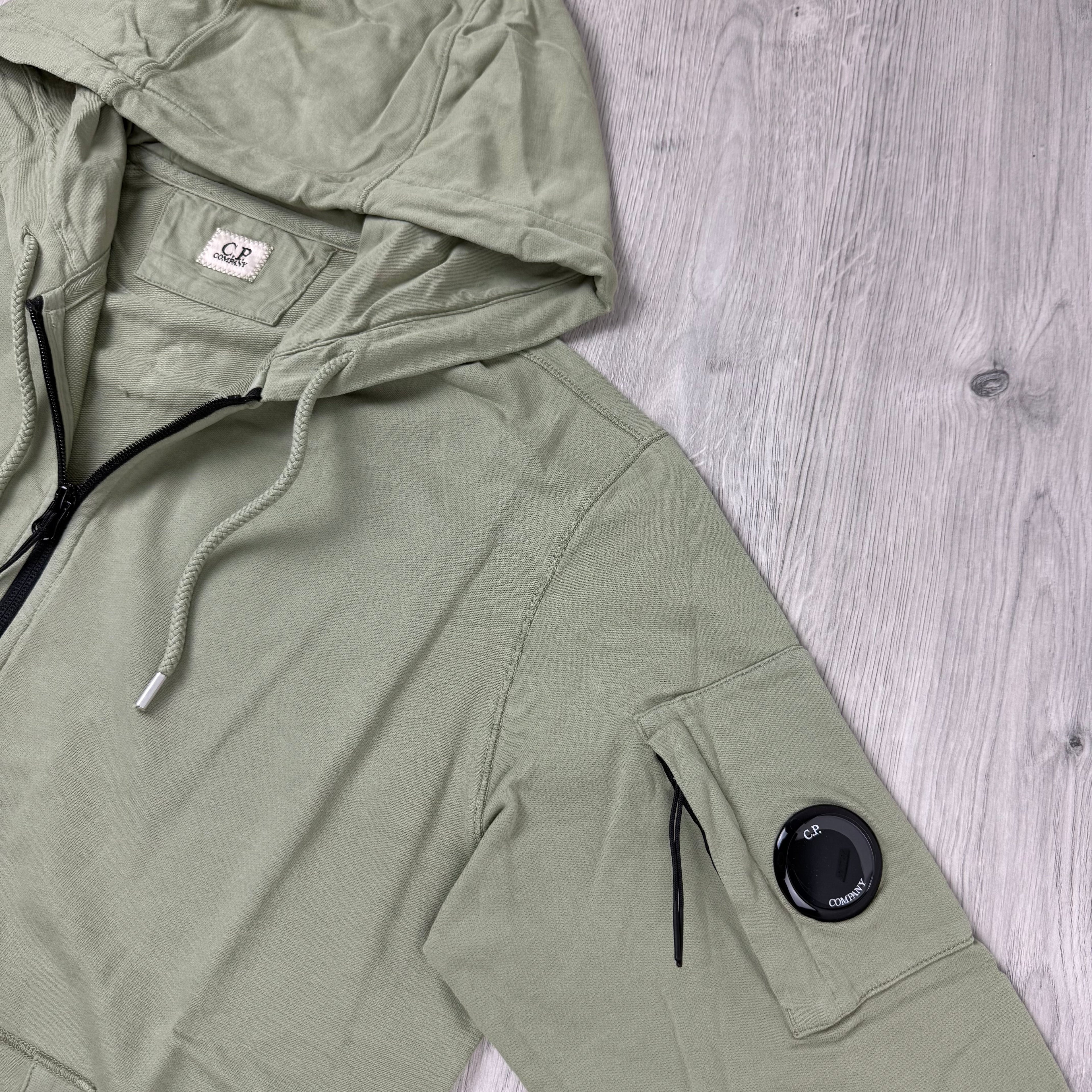 CP Company Light Fleece Zip Hoodie - Moss Gray