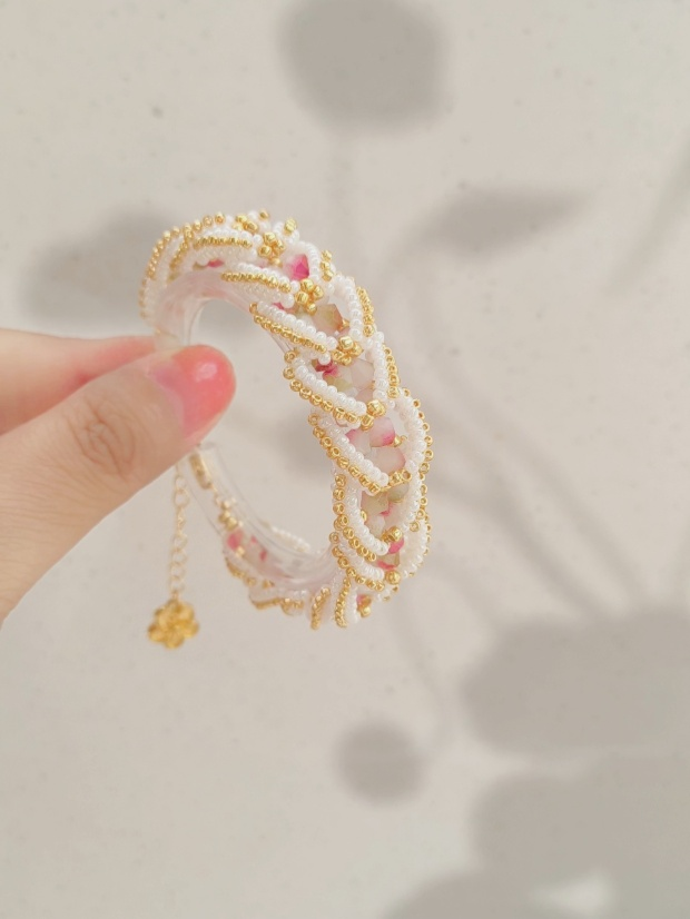 Handmade Pearl Crystal Jewelry Set | Elegant Pink Beaded Bracelet & Drop Earrings Gift for Women